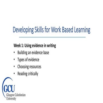 DSWBL Week 1: Using evidence in writing | PPTX