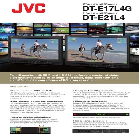 JVC DT-E17L4G DT-E21L4 Monitor Brochure