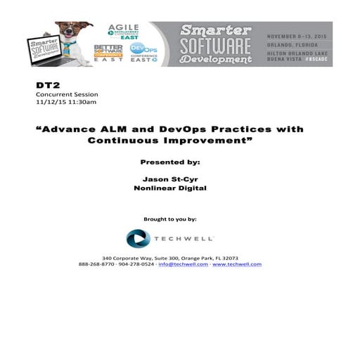 Advance ALM and DevOps Practices with Continuous Improvement