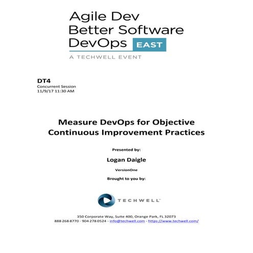 Measure DevOps for Objective Continuous Improvement Practices
