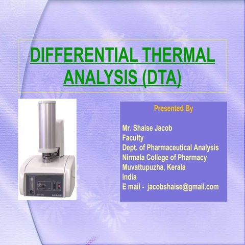 DIFFERENTIAL THERMAL ANALYSIS (DTA),  ppt