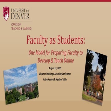 Faculty as students: One model for faculty to develop and teach online