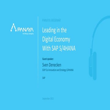 SAP GVP Sven Denecken Kicks Off Premier Panaya-SAP S/4HANA Webinar