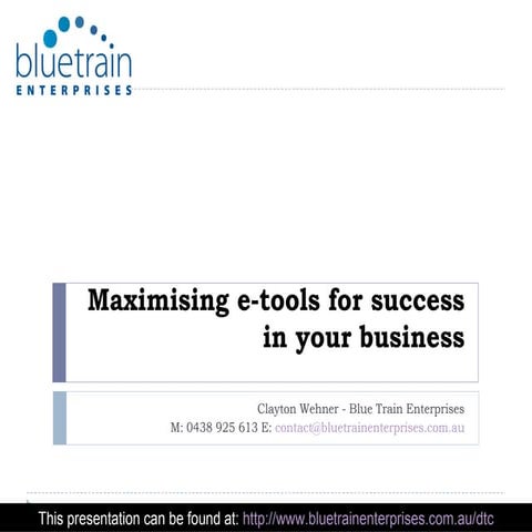 Maximising e-tools for success in your business