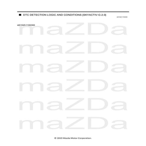 DTC DETECTION LOGIC AND CONDITIONS [SKYACTIV-G 2.0] | PDF