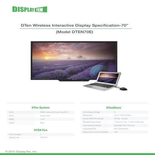 DisplayTen DTen70 spec v1.1 | PDF