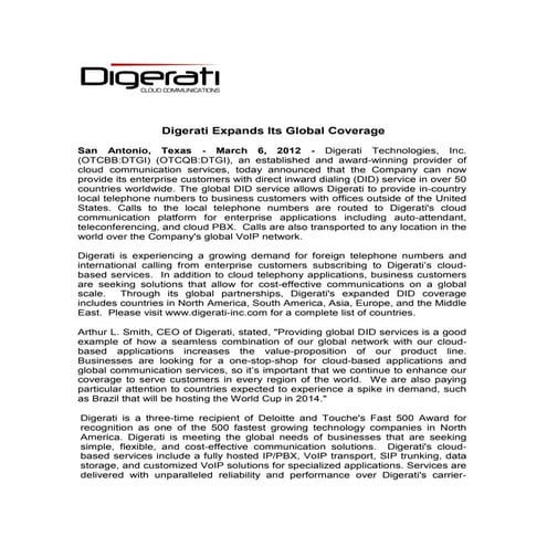 Digerati Expands Its Global Coverage