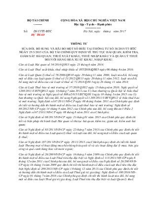 DỰ THẢO THÔNG TƯ SỬA ĐỔI THÔNG TƯ 38/2015/TT-BTC