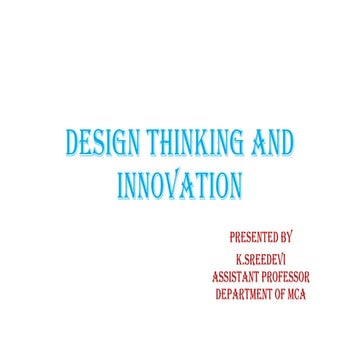 DESIGN THINKING AND INNOVATION TECHNIQUE | PPTX