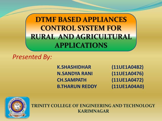 Dtmf based appliances control system for rural and agricultural applications