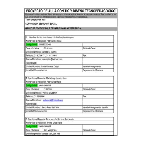 PROYECTO DE AULA TIC - CONOZCO MI ESCUELA | PDF