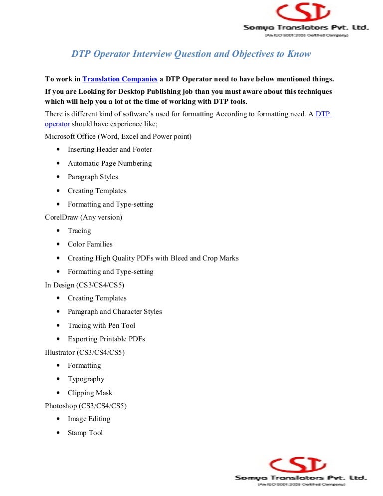 Desktop Publishing Operator Course