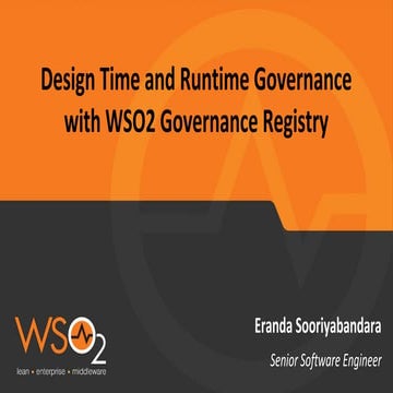 Design Time and Runtime Governance with WSO2 Governance Registry