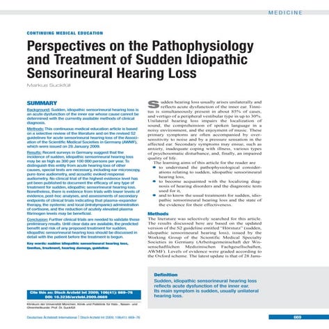 Idiopathic sudden sensorineural hearing loss | DOC