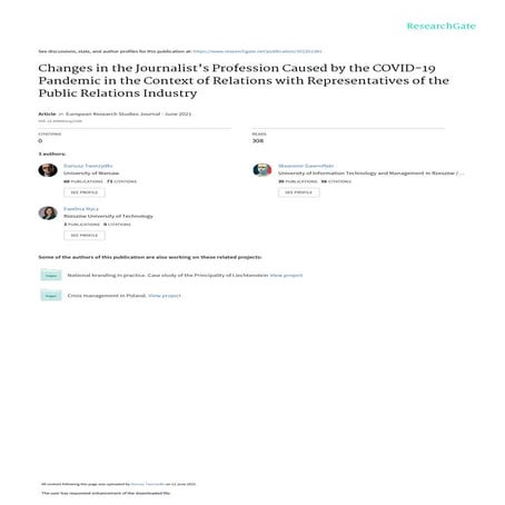 Changes in the Approach of Polish Journalists’ Use of Social Media ...
