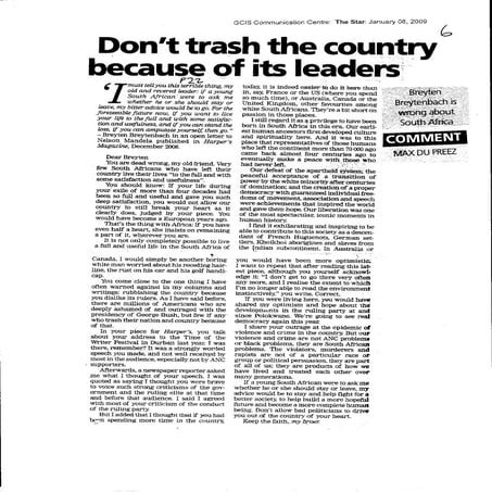 Maz Du Preez Responds to Breytenbach