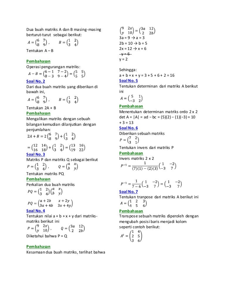 Dua Buah Matriks A Dan B