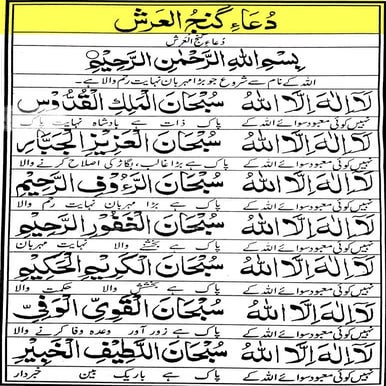 Dua Ganjul Arsh with URDU translation