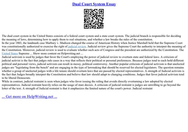 Dual Court System Essay PPT Dual Court System Essay PPT
