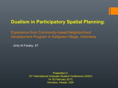 Dualism in participatory spatial planning