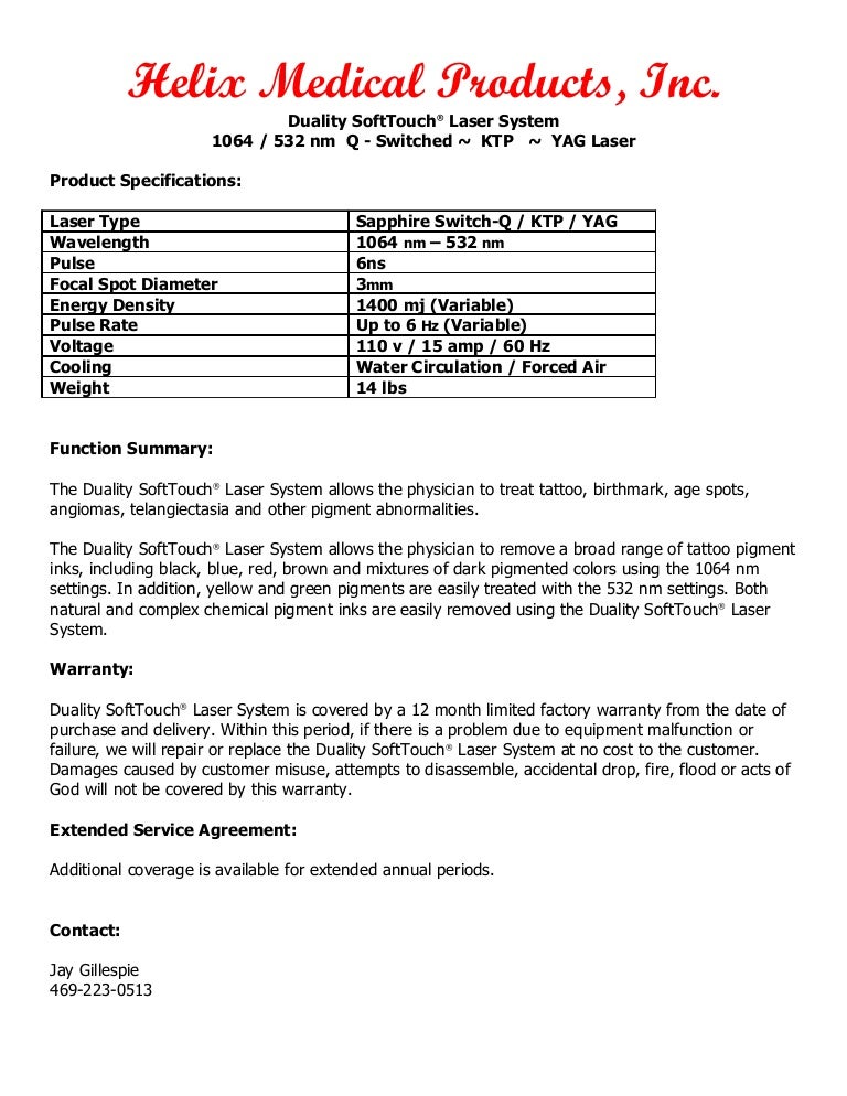 Duality Soft Touch® Laser Spec Sheet 3 8 10