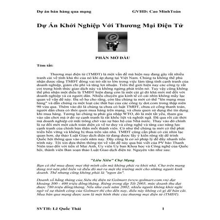 Báo cáo thực tập lập dự án khởi nghiệp với thương mại điện tử, HOT, ĐIỂM 8