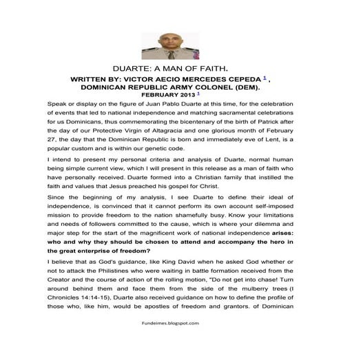 DUARTE: A MAN OF FAITH. | PDF