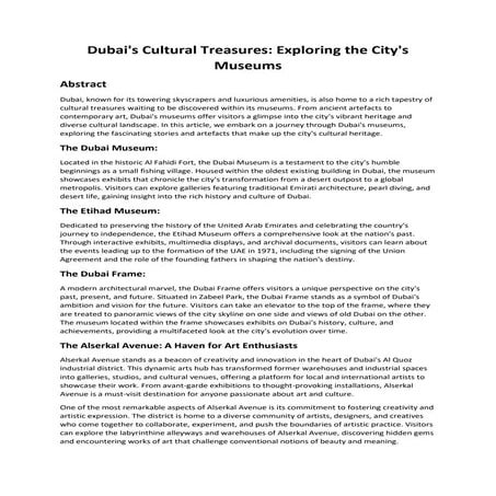 Dubai's Cultural Treasures: Exploring the City's Museums