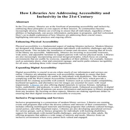 How Libraries Are Addressing Accessibility and Inclusivity in the 21st Century