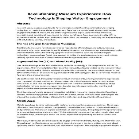 Revolutionizing Museum Experiences: How Technology is Shaping Visitor Engagement