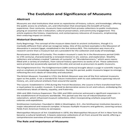 The Evolution and Significance of Museums