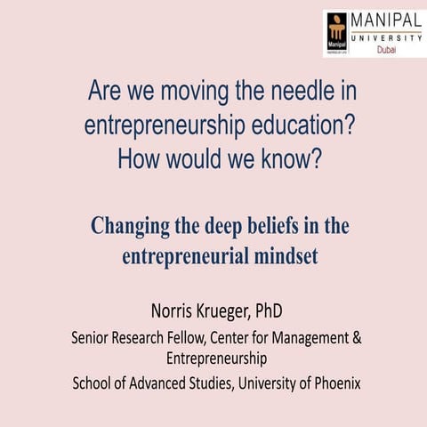 Entrepreneurship education: How would we know if we're moving the needle?