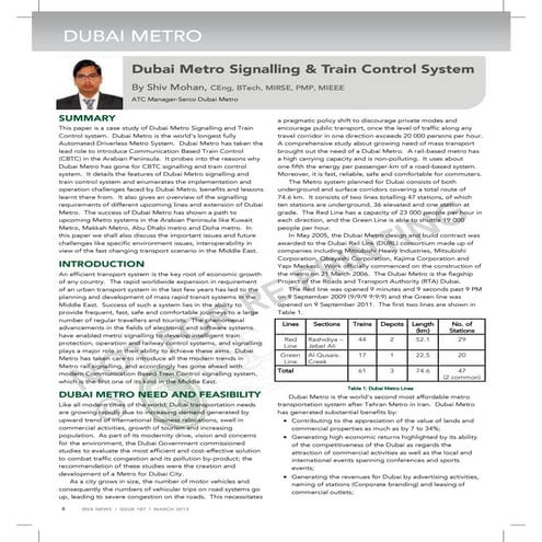 Dubai metro paper in IRSE magazine