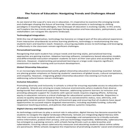 The Future of Education: Navigating Trends and Challenges Ahead