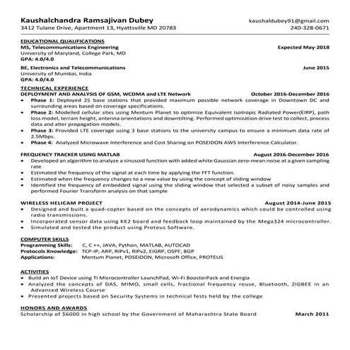 Dubey Kaushalchandra resume