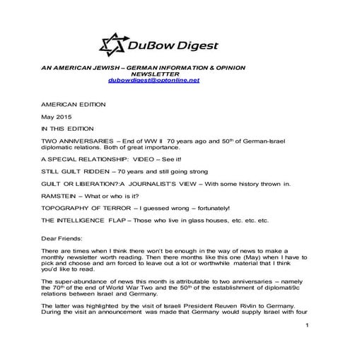 DuBow Digest American Edition. May 2015