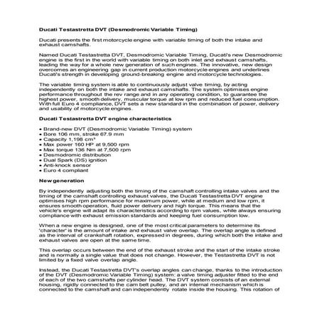 Ducati testastretta dvt press release