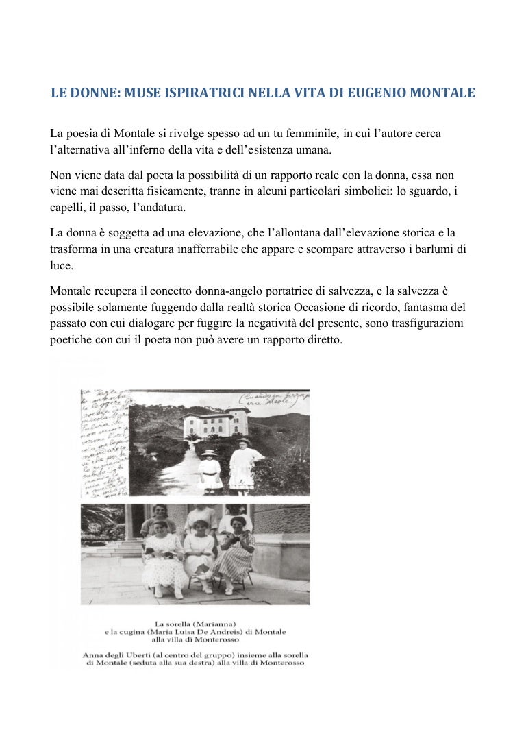Le Donne Nella Poesia Di Montale