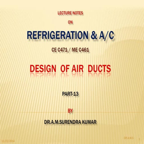DUCT DESIGN FOR REFRIGERATION AND AIR CONDITIONING | PDF