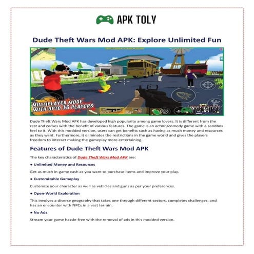 Dude Theft Wars Mod APK: Explore Unlimited Fun