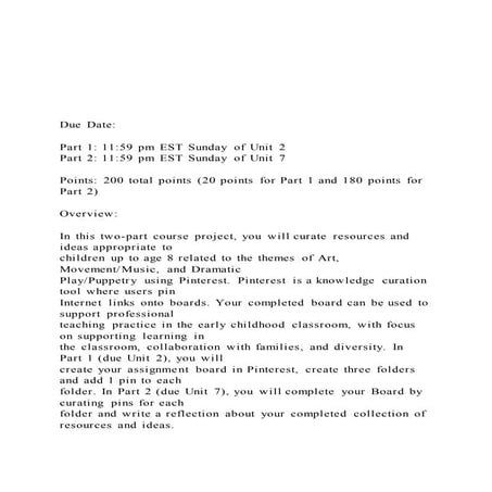   Due date    part 1 1159 pm est sunday of unit 2