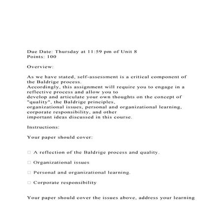 Due Date Thursday at 1159 pm of Unit 8 Points 100 .docx