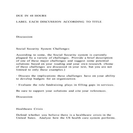 DUE IN 48 HOURSLABEL EACH DISCUSSION ACCORDING TO TITLE