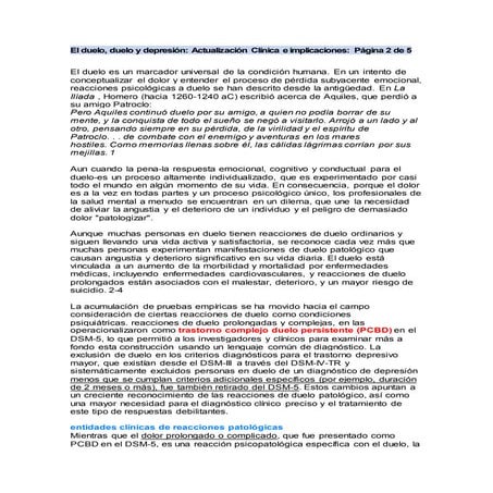 El duelo, duelo y depresión: Actualización Clínica e implicaciones 2017