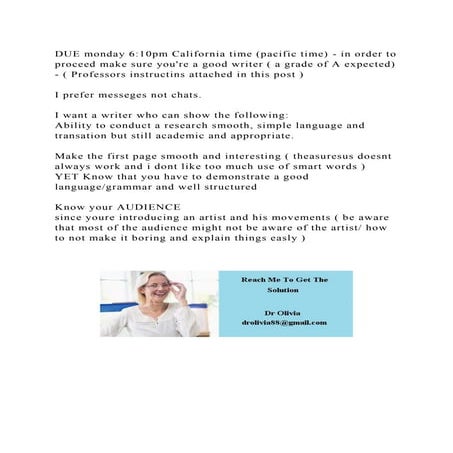 DUE monday 610pm California time (pacific time) - in order to proce.docx