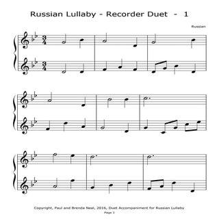 Russian Lullaby - Recorder Duet - 1