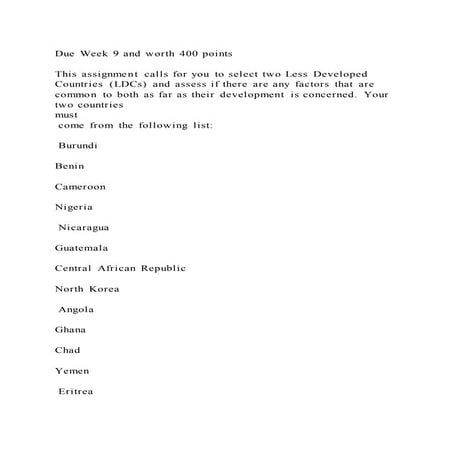 Due Week 9 and worth 400 pointsThis assignment calls for you to 