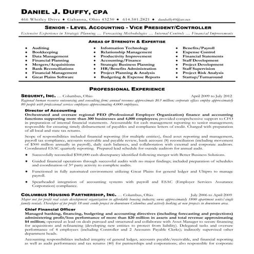 Duffy, Daniel J. Resume