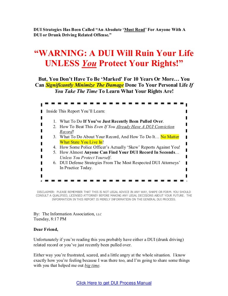 Dui defense strategies report