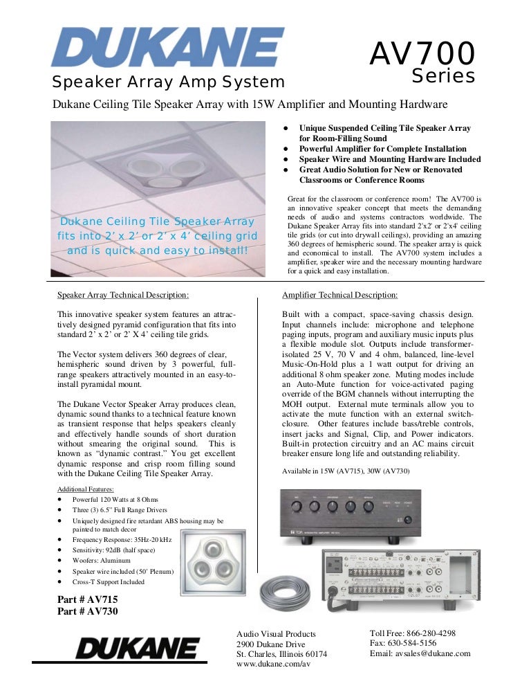 Dukane Av 700 Speaker Array Amp System